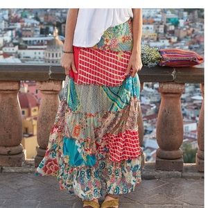 Johnny Was tiered boho maxi skirt M L Tiers of Happiness